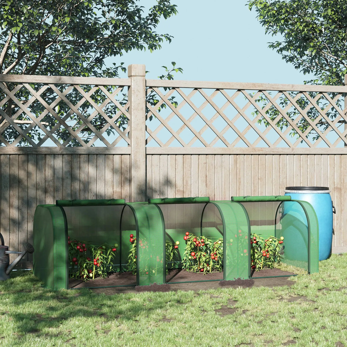 10' X 3' X 2.5' Tunnel Greenhouse Green Grow House W/ Roll up Doors, Green