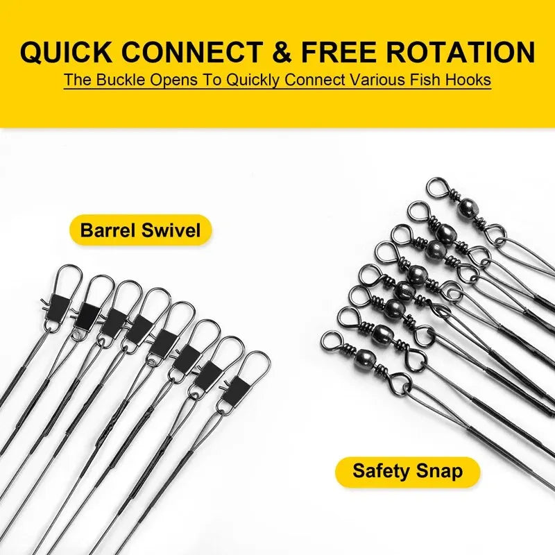 JSFUN 20Pc Anti Bite Steel Wire Leader With Swivel