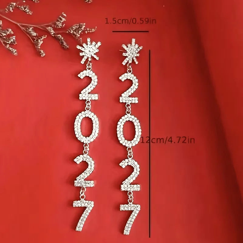 1 Pair Earrings or 2PC(1PC Messenger Bag+1 Pair Earrings )Women's Small Shoulder Crossbody Bag and Elegant Rhinestone 2027 Long Drop Earrings, Mobile Phone Card Wallet Bag,Casual Handbag for Party Birthday,Daily Use Holiday G