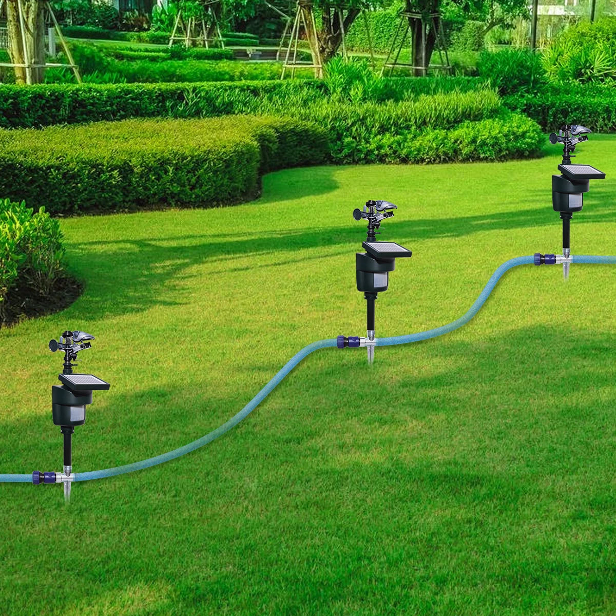 Yardeen Motion Activated Sprinkler With Solar Panels Outdoor Animal Deterrent - Louie's Joint 
