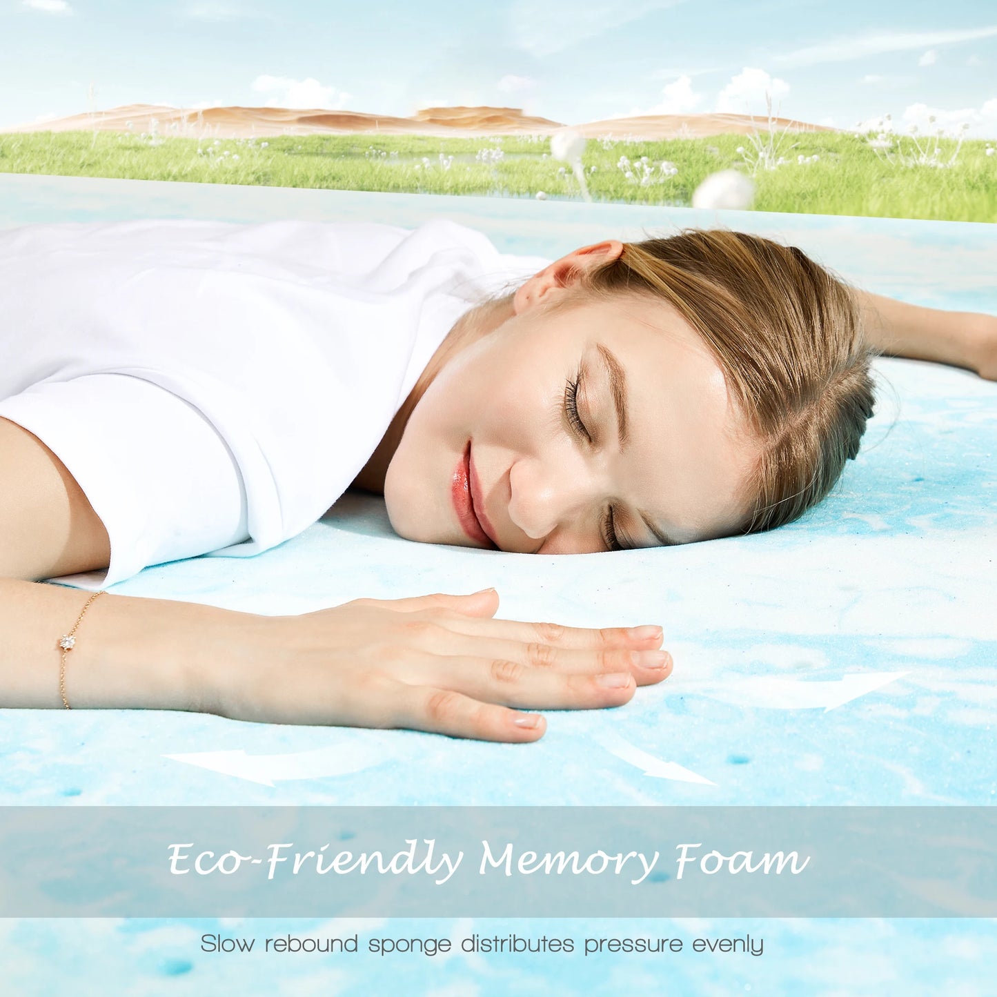 JHK Gel Memory Foam Mattress Topper Soft And Breathable Cooling