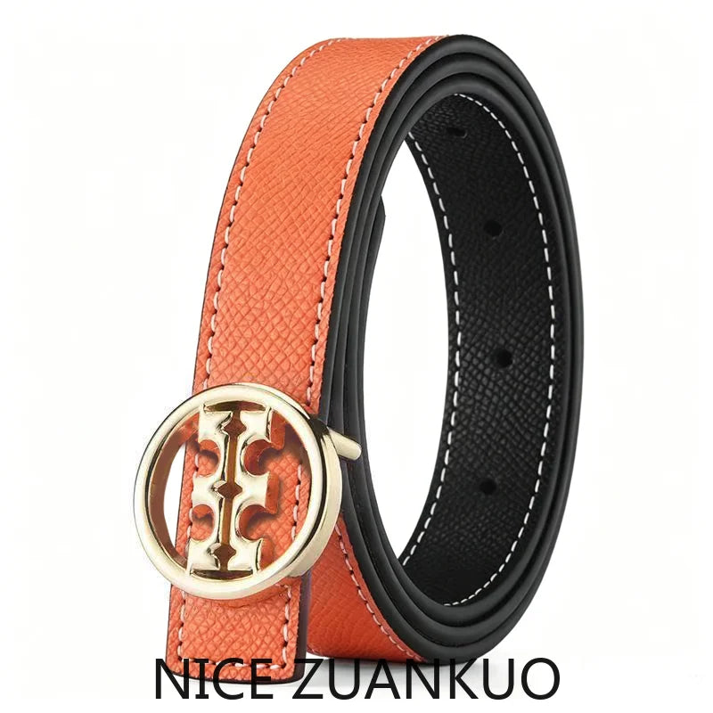 Women's Genuine Leather Slim Waist Belt, High-end Brand Belt, with Letter Fasteners, Suitable for Various Occasions and Fashionable Denim Skirt Dress As A Decorative Belt