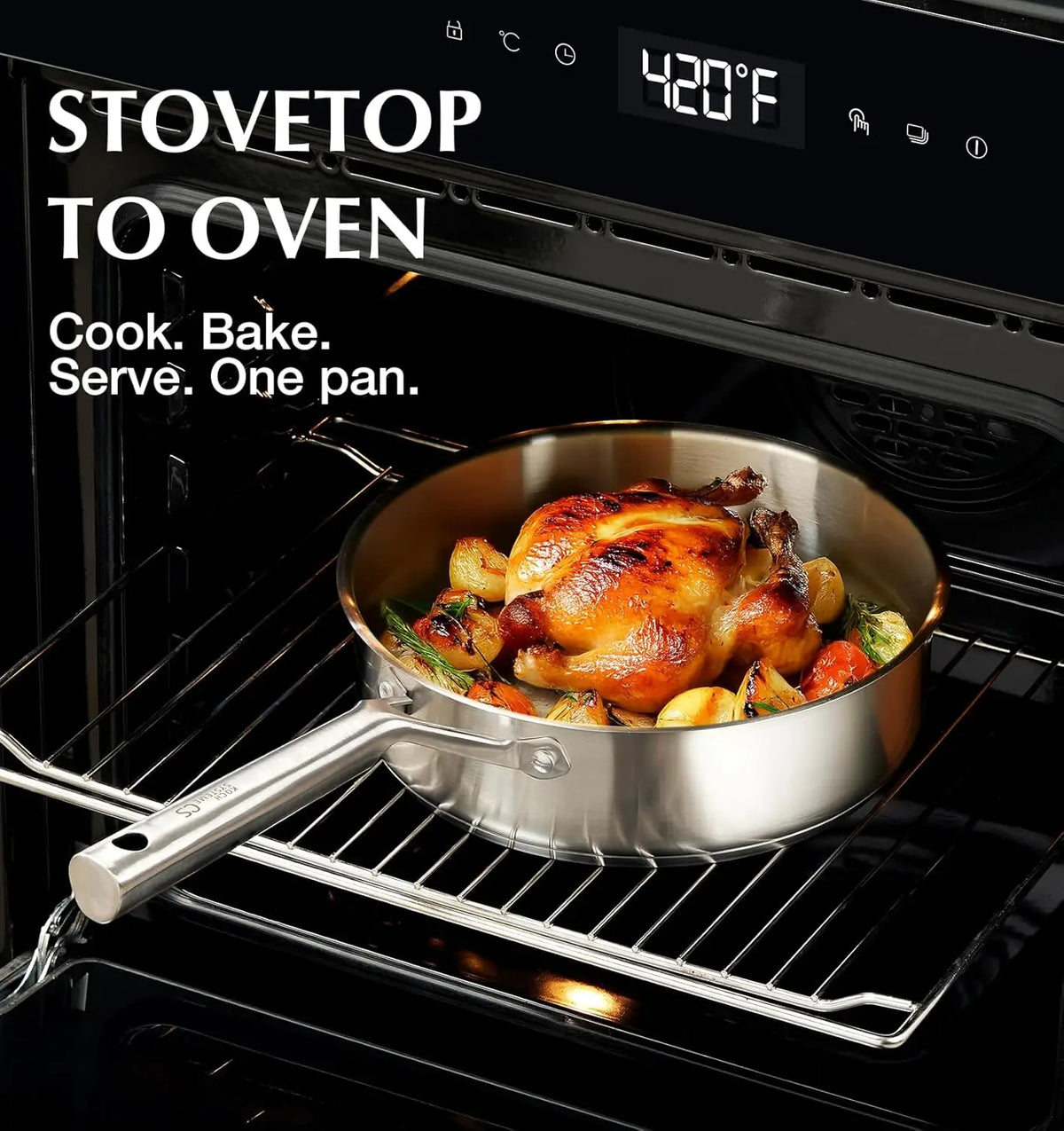 Stainless Steel Cookware Set 17 Piece, Professional 18/10 Stianless Steel Pots and Pans Set, 5-Layer Base, Oven & Induction Safe