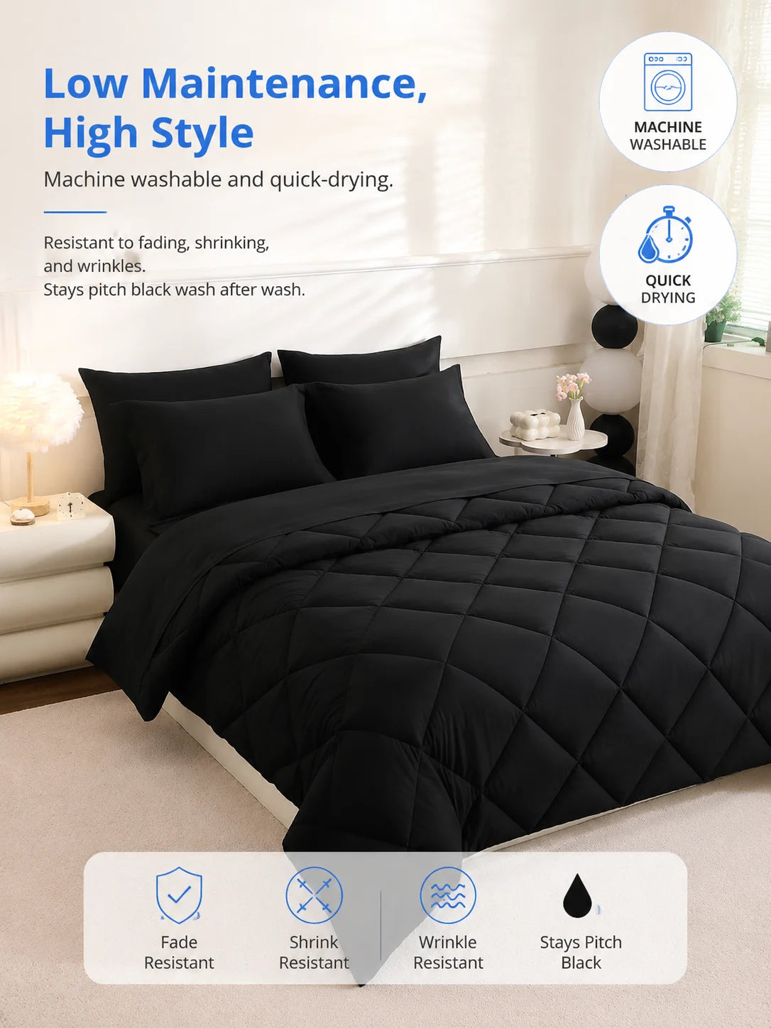EasYum Seven Piece Bedding Set 100 Percent Polyester Comforter