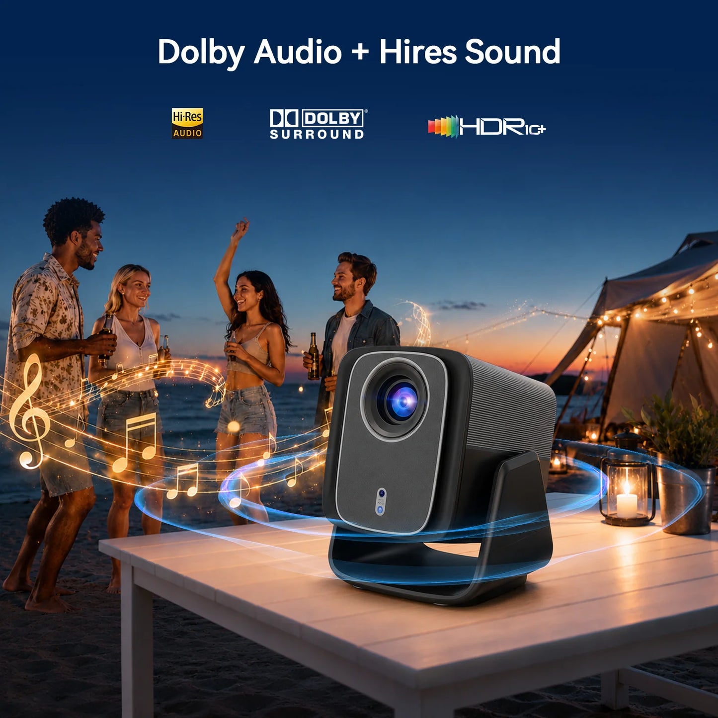 X5AR 8K Support Projector Native 1080P, Android 14 5G WiFi 6 BT5.4, Smart Auto Keystone Portable for Home Theater & Camping
