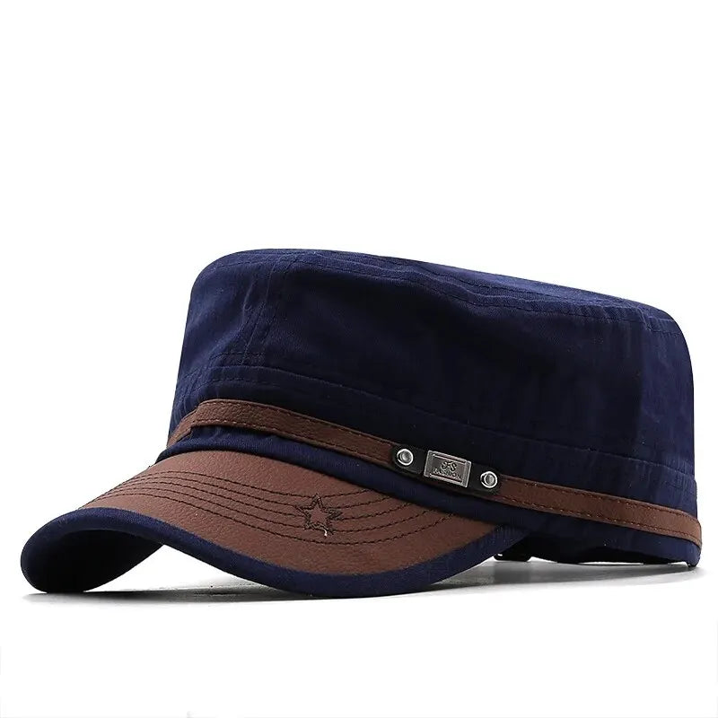 Casual Cadet Hat Man Flat Top Caps Fashion Cotton Visor Hats Summer Autumn Vintage Army Hats Adult Dad Hat Unisex 2026 Cap - Louie's Joint 