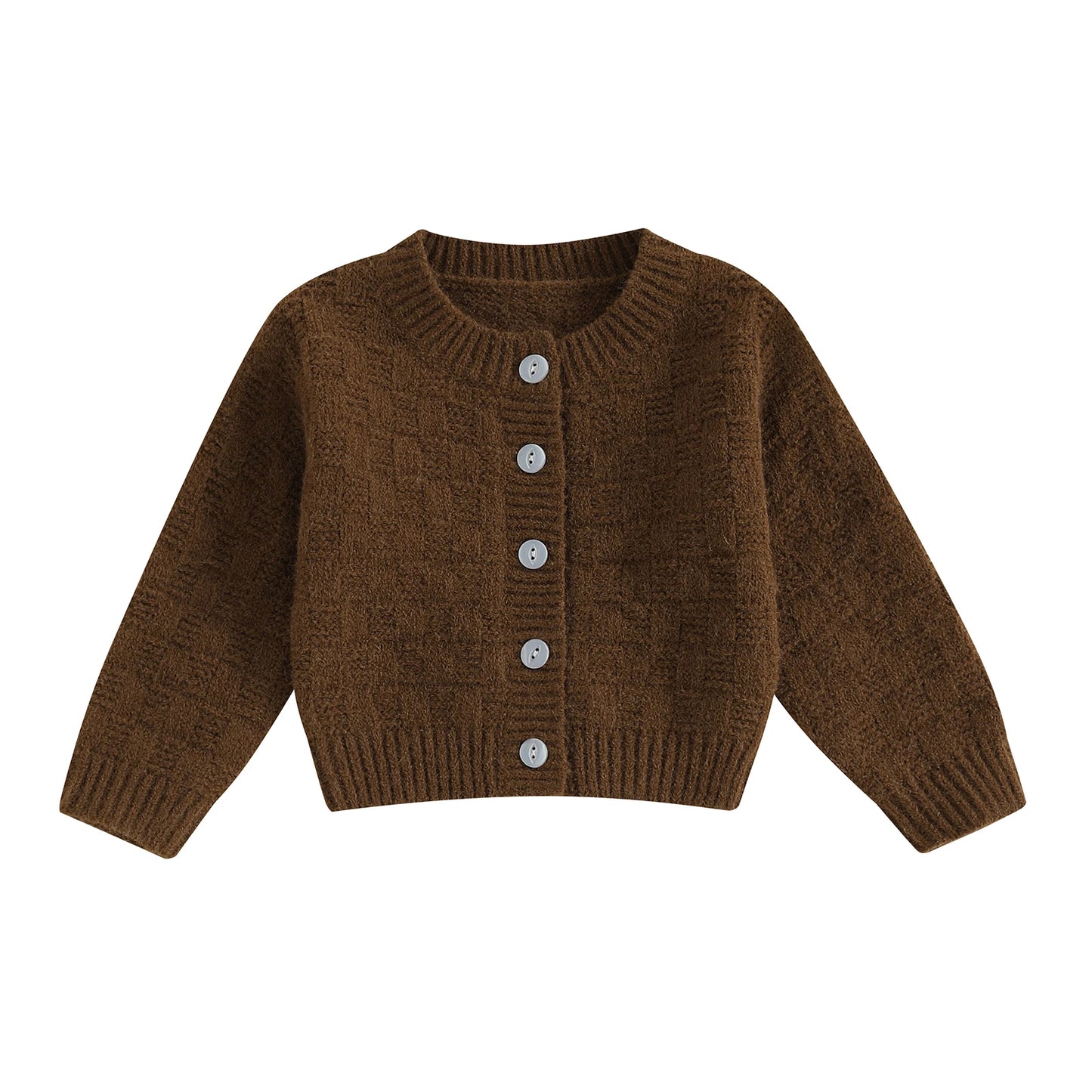 Unisex Kids Cable Knit Long Sleeve Cardigan For Autumn Winter