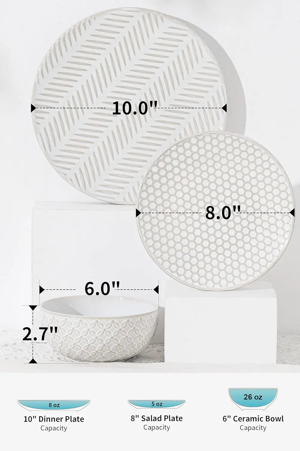 Embossed Microwave And Dishwasher Safe Dinnerware Set