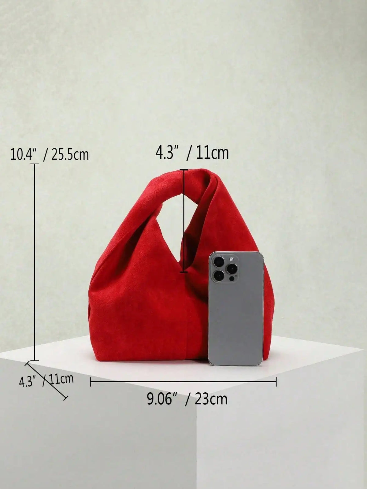 1Pc Red Suede Twisted Handle Tote Bag, Soft Faux‑Suede Handbag, Minimalist Knot Top‑Handle Shoulder Bag, Women Casual Daily Shopping Hand Purse, Fashion Reusable Underarm Bag For Women Street‑wear