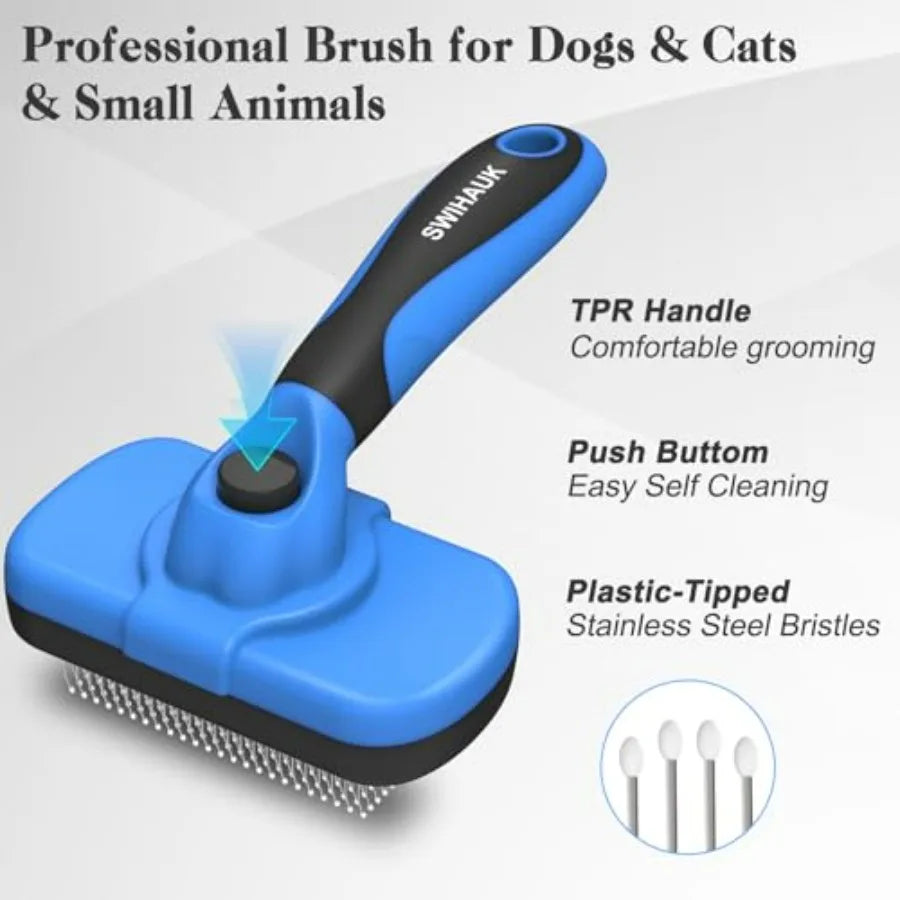 Self Cleaning Slicker Brush for Dogs and Cats Deshedding Tool