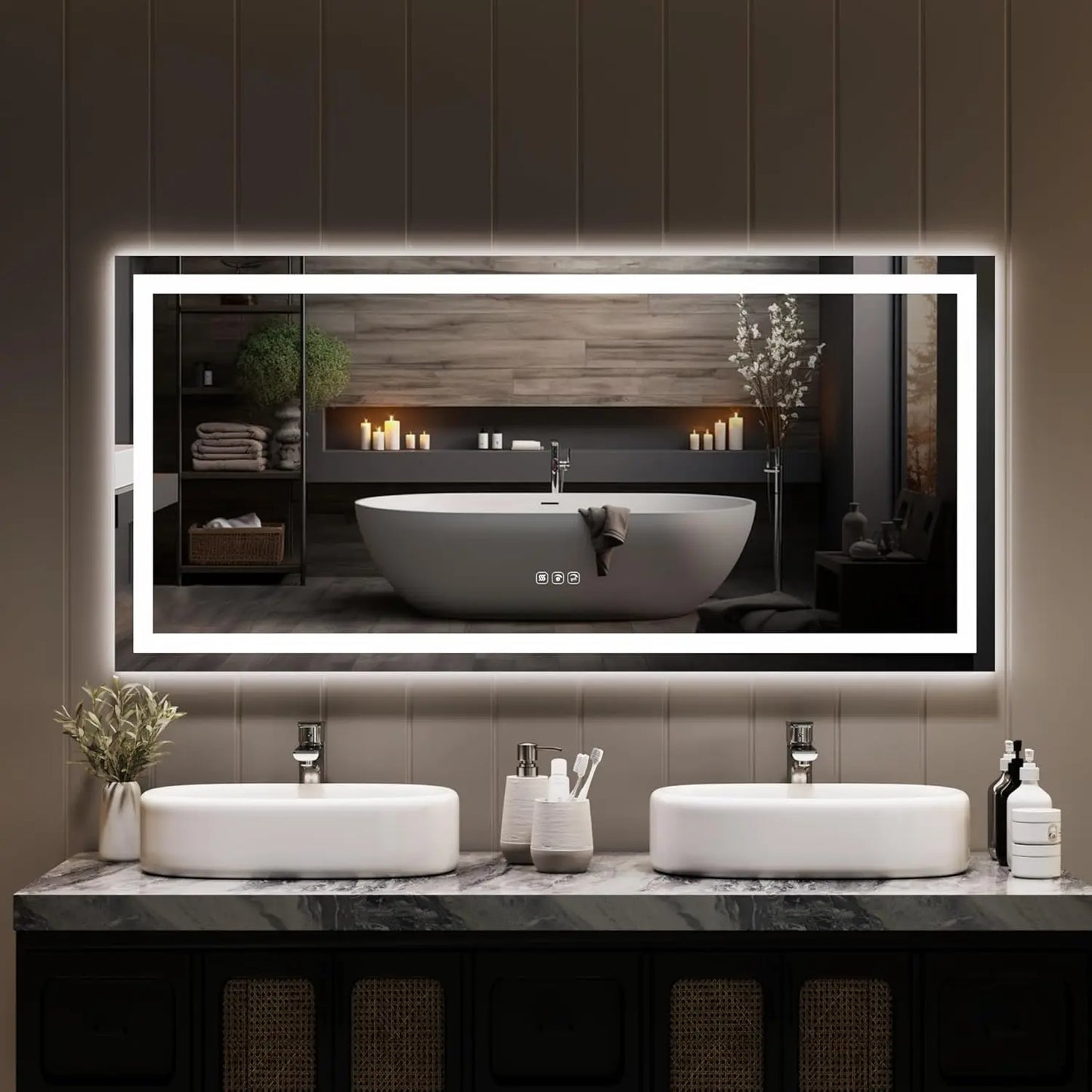TWISTER.CK LED Bathroom Mirror With Memory Stepless Dimmable Front And Backlit