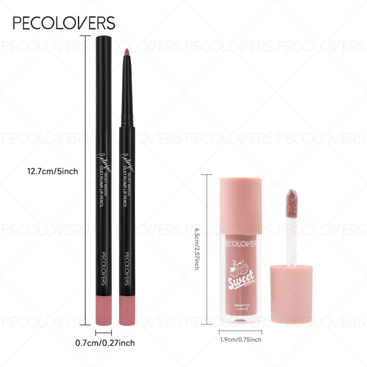 2PCS/Set Lip Liner and High Gloss Lip Glaze Set, Waterproof and Moisturizing Formula, Combined Use, Easy To Achieve Natural and Perfect Lip Makeup, Makeup Lovers, Trendy Girls