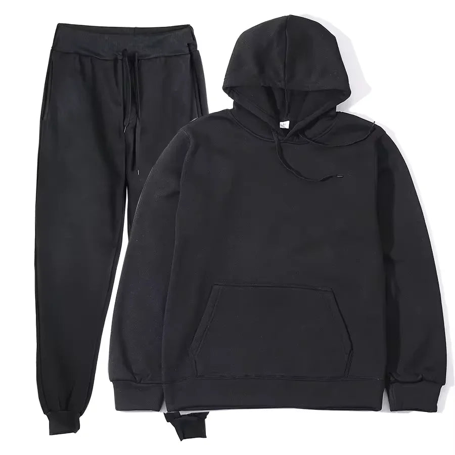 Winter Women Tracksuit Two Piece Set With Hooded Sweatshirt