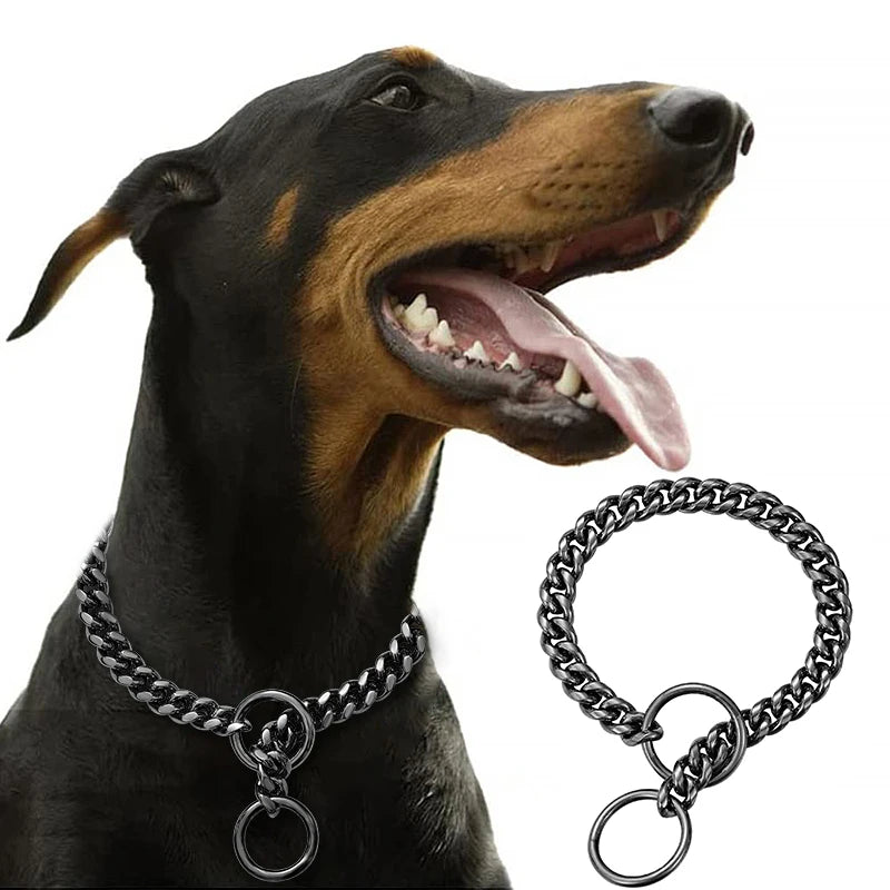 Stainless Steel Chain Dog Collar With Quick Release