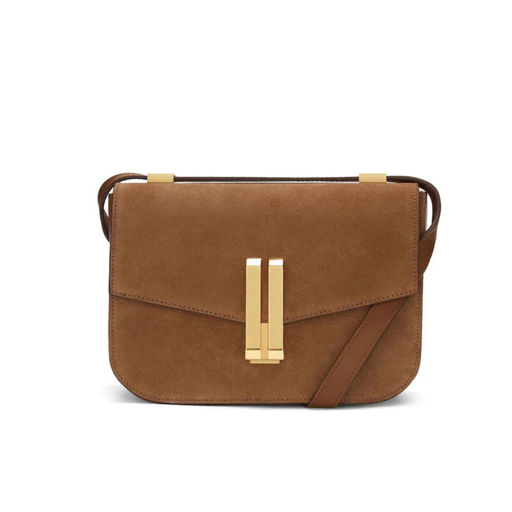 Viral  Vancouver Style Leather Crossbody Bag, Burgundy Minimalist Flap Shoulder Purse, Elegant Casual Work Handbag - Louie's Joint 