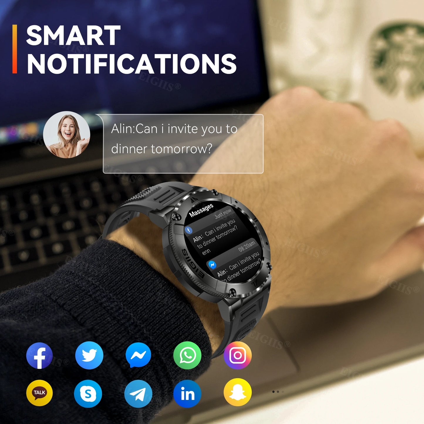 LaNikar Smartwatch Men TFT Display Bluetooth Call Blood Pressure Fitness