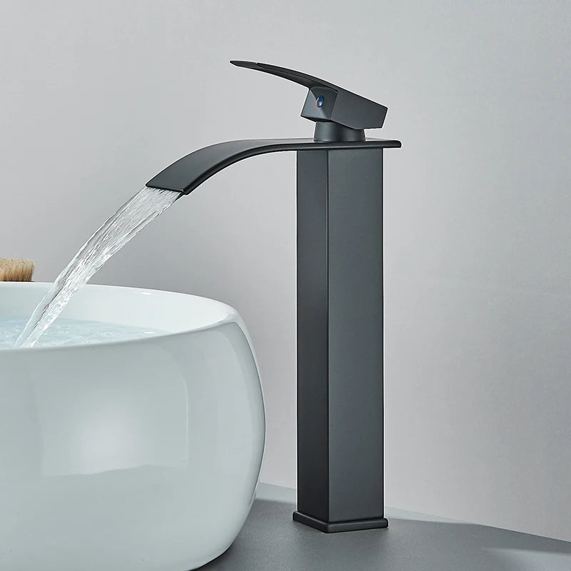 Rozin Brass Basin Faucet Deck Mounted Single Lever Waterfall Tap