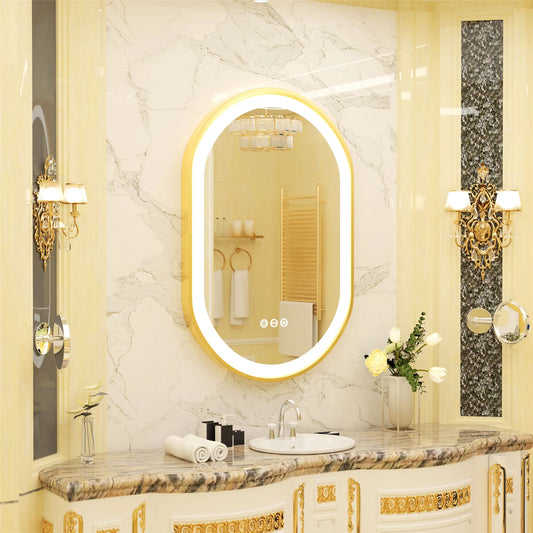 Wisfor Oval LED Bathroom Mirror With Dimmable Anti Fog Lighting