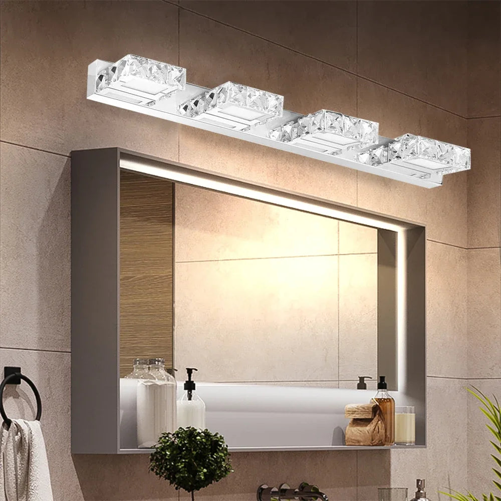 Bymaocar LED Mirror Light For Bathroom Wall Mount Crystal Fixture