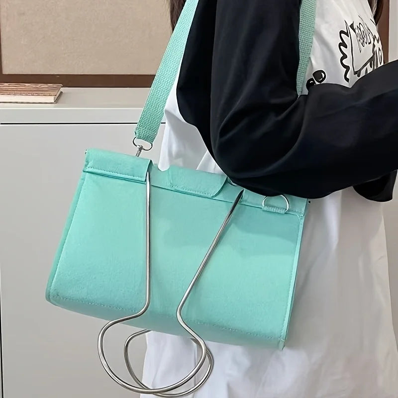 1pc Pink/Black/Green Clip - Shaped Women's Shoulder Bag, Fashionable Clip - Style Handbag for Daily, Travel & Evening, Ideal Gift