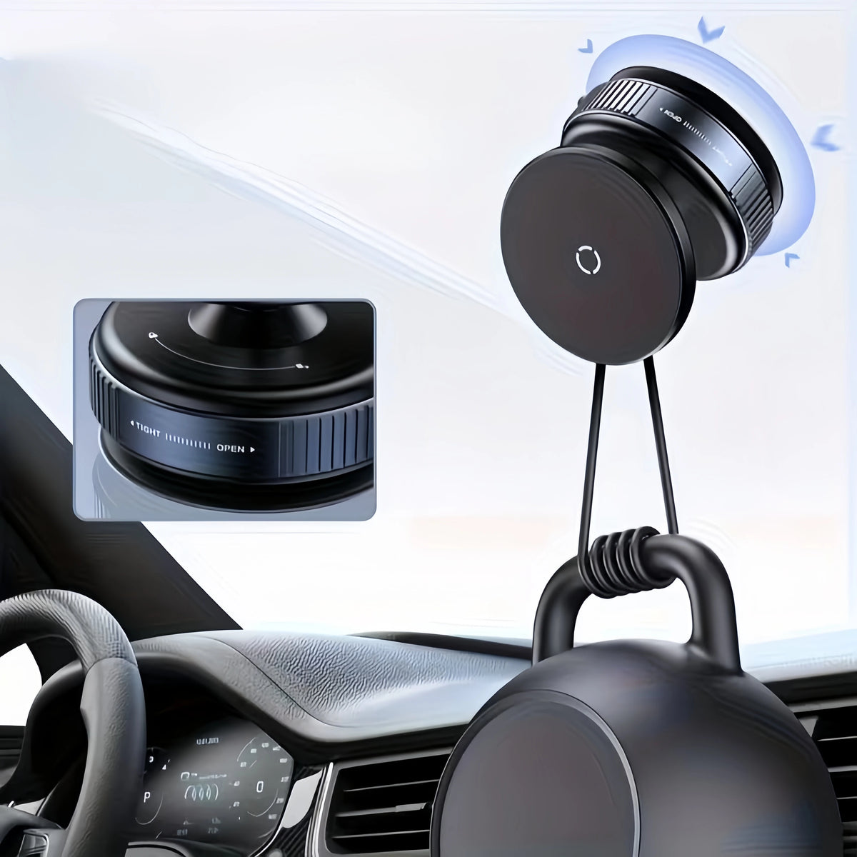 Upgraded 360 ° Adjustable Magnetic Phone Stand, Multi functional Navigation Car Device Installation Stand, Suitable for Cars/Gyms/Mirrors/Smooth Surface Non stick Suction Cup Phone Stand Compatible with All Smartphones