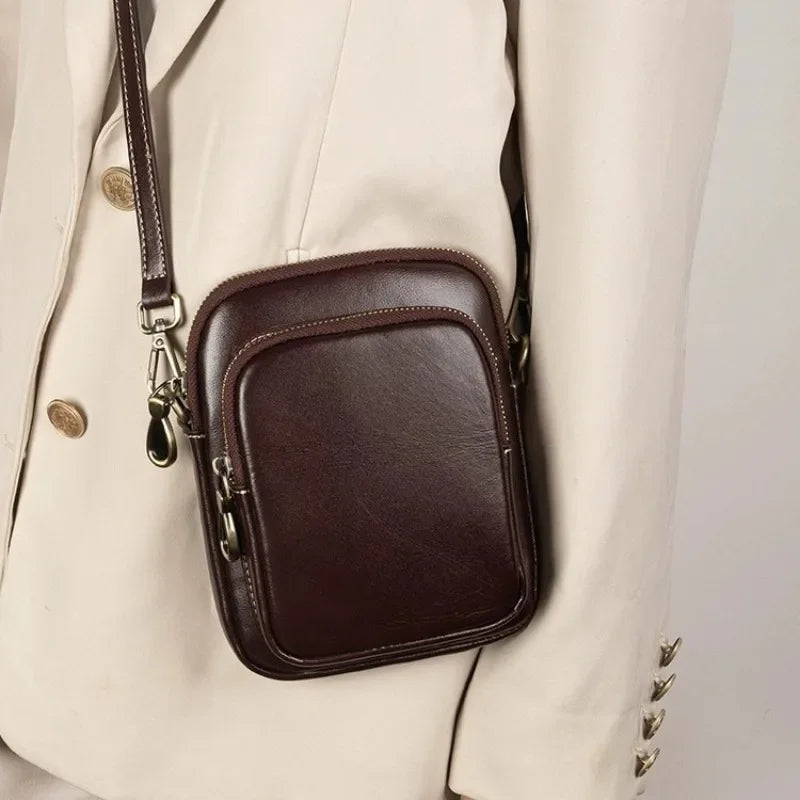 Genuine Leather Handbag For Women Crossbody Tote With Phone Pocket